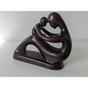 Vtg MCM Mid Century Abstract Mother Child Baby Figure Sculpture Modernist Wood